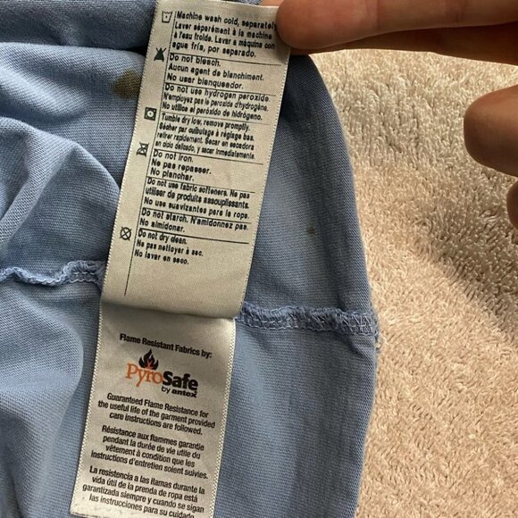 Carhartt Blue Distressed Destroyed Very Worn In Long Sleeve Crew Neck Shirt L - Picture 5 of 16